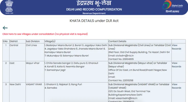 Bhulekh Document Delhi